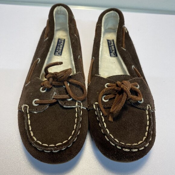 Sperry Top-Sider Shoresider Girls Brown Suede 3-Eye Boat Dock Shoes Sz 3 - Picture 3 of 8